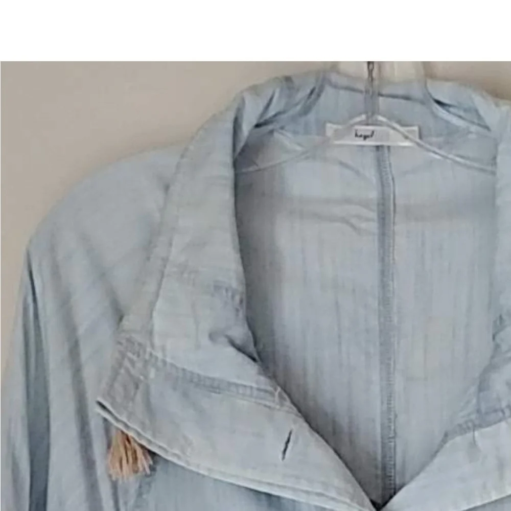 Hazel Oversized Acid Wash Bat Wing Button Up Coat - Picture 5 of 5